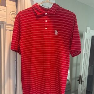 St Louis Cardinals Peter Millar Red and White Striped Polo (small)